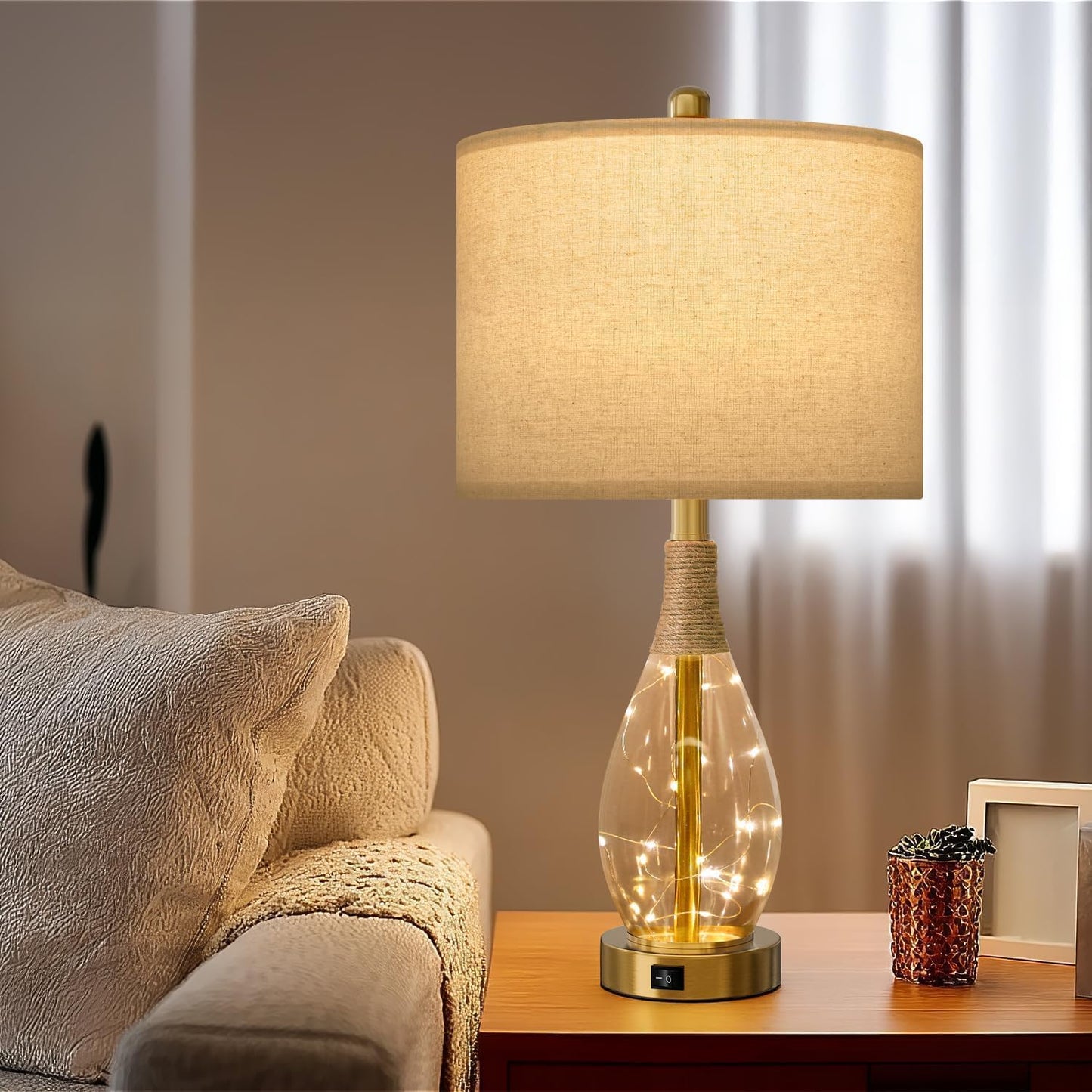 23" Table Lamps for Living Room Set of 2 Bedside Lamps for Night Stands Bedroom Lamps Farmhouse