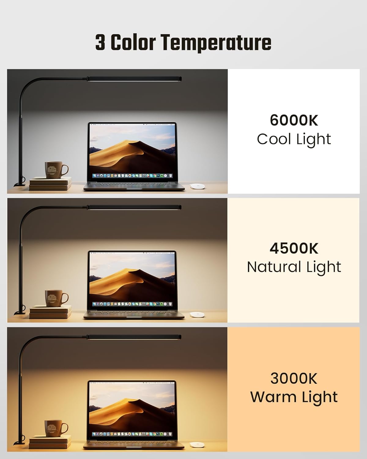 Caring LED Desk Lamp 360° Flexible Gooseneck Work Lamp with Desk