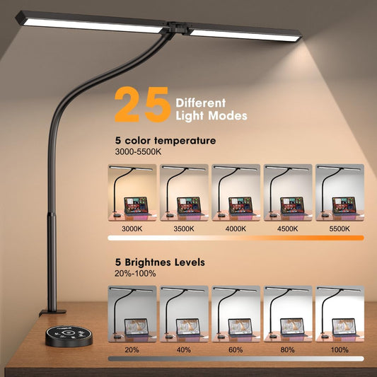 24W 5 Color Flexible Adjustable Lighting Table Lamp for Study Drafting