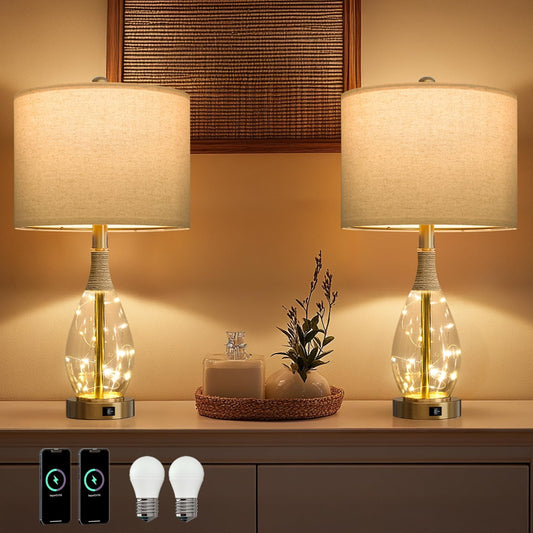 23" Table Lamps for Living Room Set of 2 Bedside Lamps for Night Stands Bedroom Lamps Farmhouse